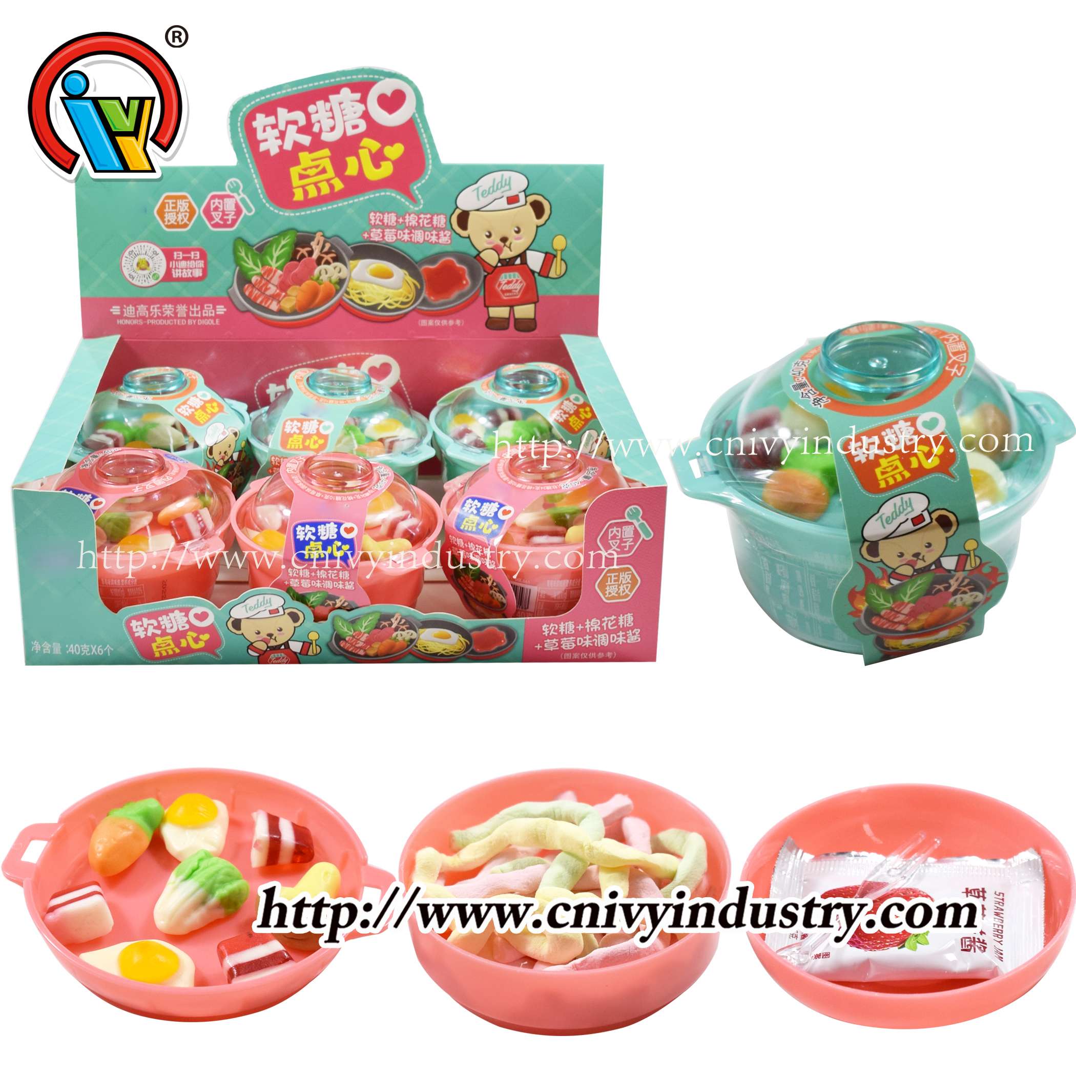 wholesale DIY Hot Pot with jelly gummy candy marshmallow liquid jam candy 